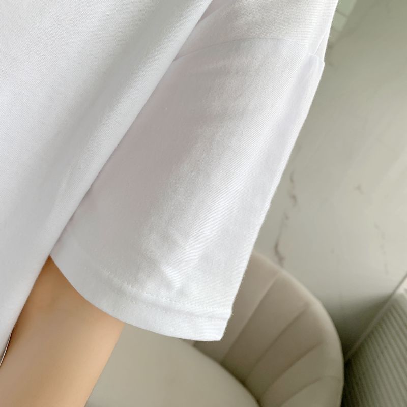 GIGOGOU Women Black White Tshirts Lady Solid Cotton Tees Short Sleeve T shirts Female Summer Tops for Woman Tops Ropa De Mujer 210306