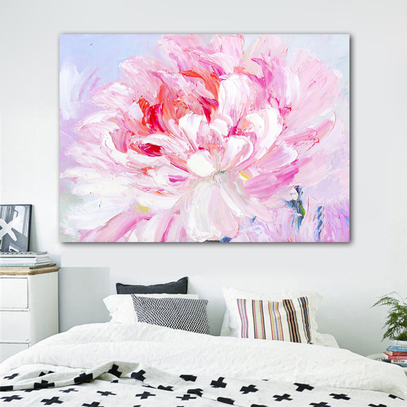 Pink Flower Posters And Prints Abstract Canvas Painting Wall Art For Living Room Decorative Pictures Frameless
