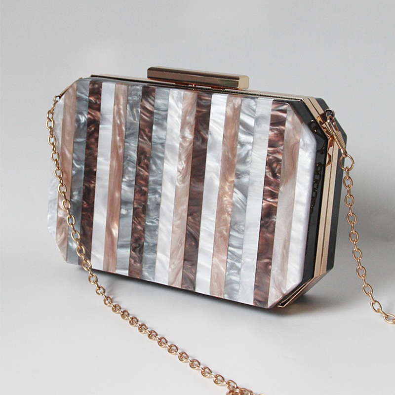 Acrylic Women Evening Wedding Clutch Purse Fashion Stripe Pattern Patchwork Party Shoulder Bag, As picture
Acrylic Women Evening Wedding Clutch Purse Fashion Stripe Pattern Patchwork Party Shoulder Bag, As picture