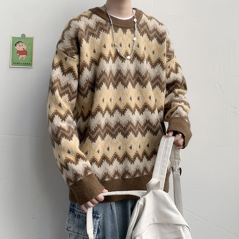 2021 New Winter Retro Sweater Men's Warm Fashion Casual O-neck Knitted Pullover Men Loose Korean Knitting Sweaters Mens Clothes M-2xl X0kt, Dark brown 
2021 New Winter Retro Sweater Men's Warm Fashion Casual O-neck Knitted Pullover Men Loose Korean Knitting Sweaters Mens Clothes M-2xl X0kt, Dark brown