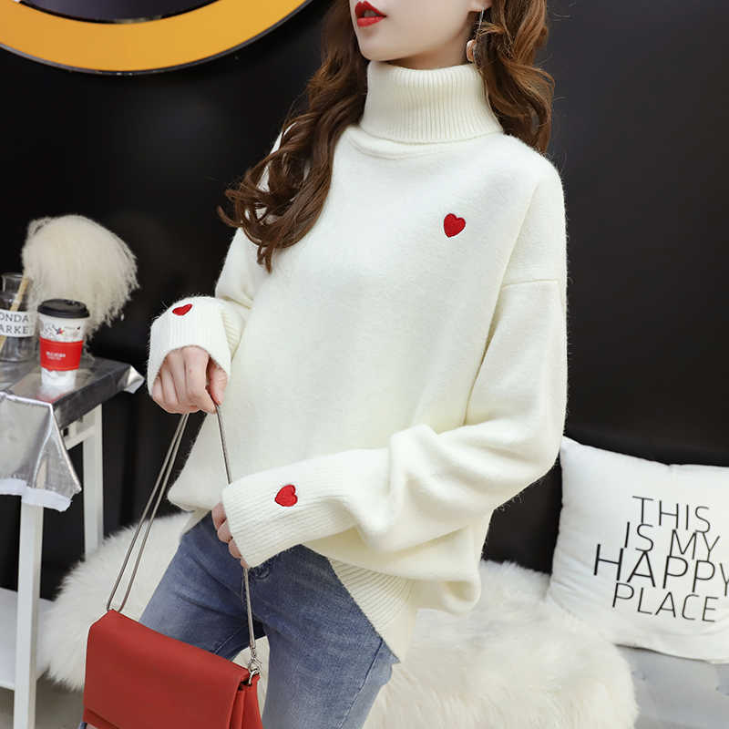 oversize Women Winter Pullover and Knit Jumpers Turtleneck Pull Femme Heart Embroidery Sueter Mujer Winter Pull Sweater 210604, Red
oversize Women Winter Pullover and Knit Jumpers Turtleneck Pull Femme Heart Embroidery Sueter Mujer Winter Pull Sweater 210604, Red