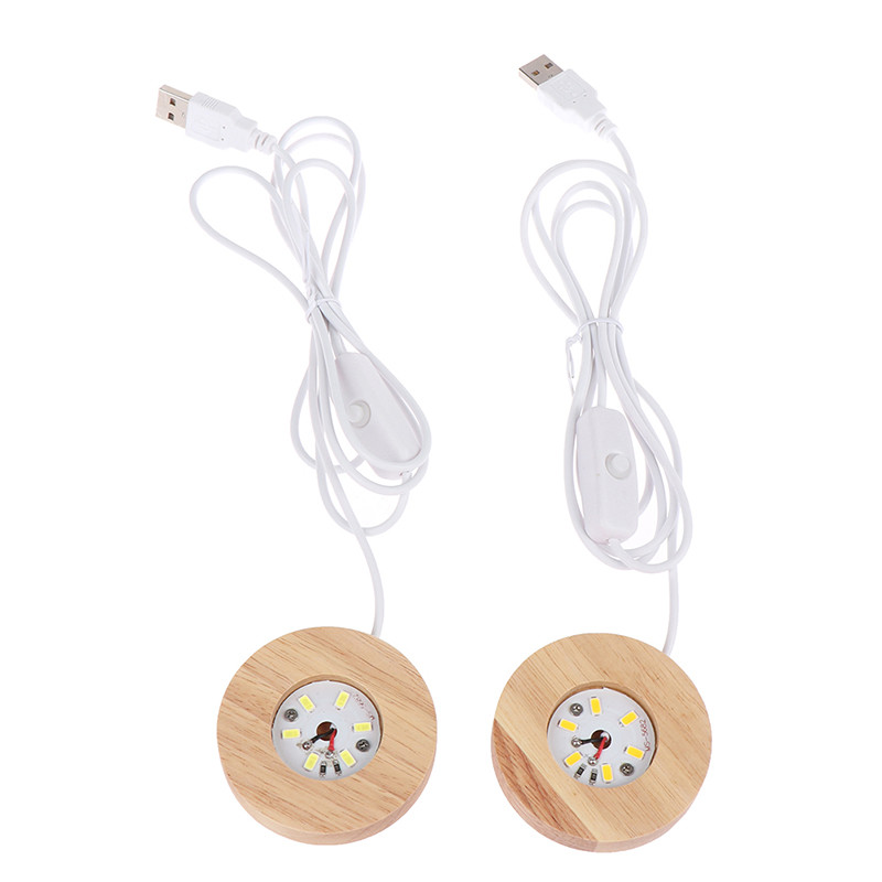 Wood Light Base Rechargeable Remote Control Wooden LED Lights Rotating Display Stand Lamps Holder Lamp Bases Art Ornament for 3D Crystals Glass Ball
