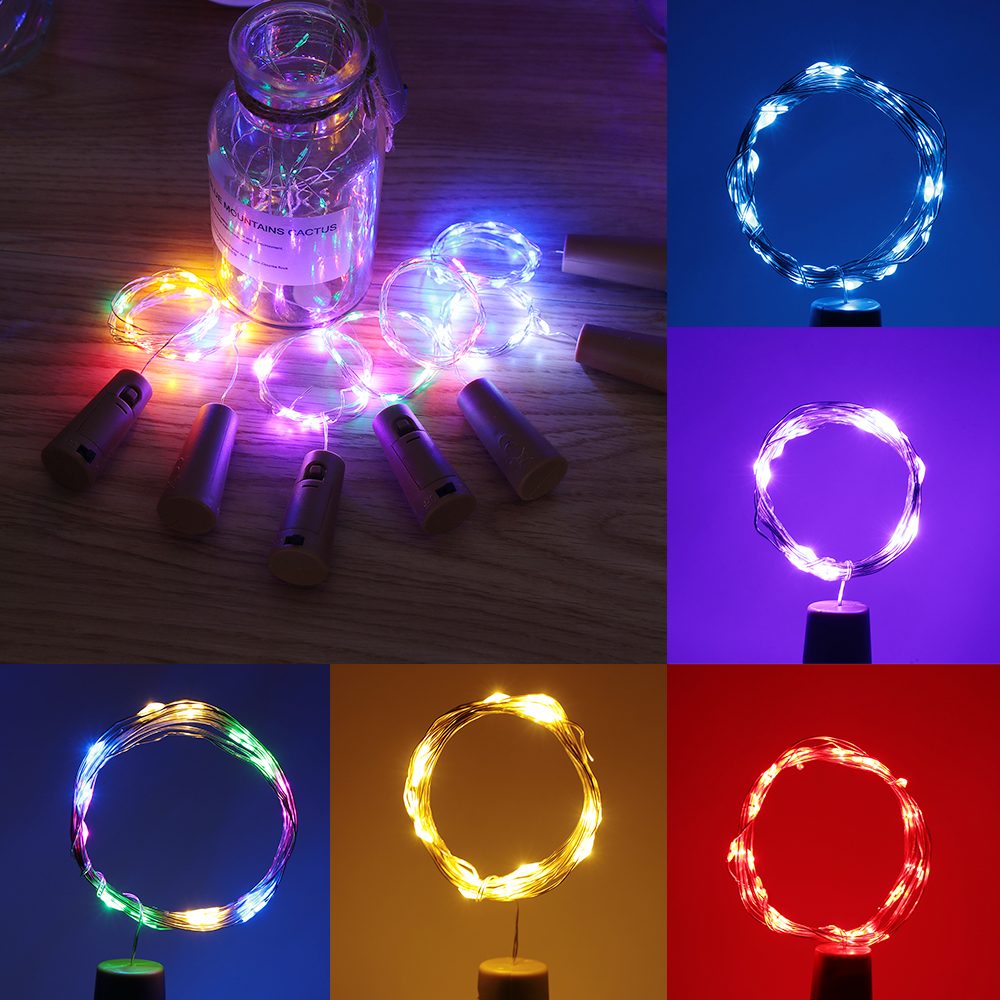 Wine Bottle Lights with Cork Battery Operated 1M 10LEDs Silver Wire Colorful Fairy String Lights for DIY Party Christmas Decoration Wedding Holidays(8