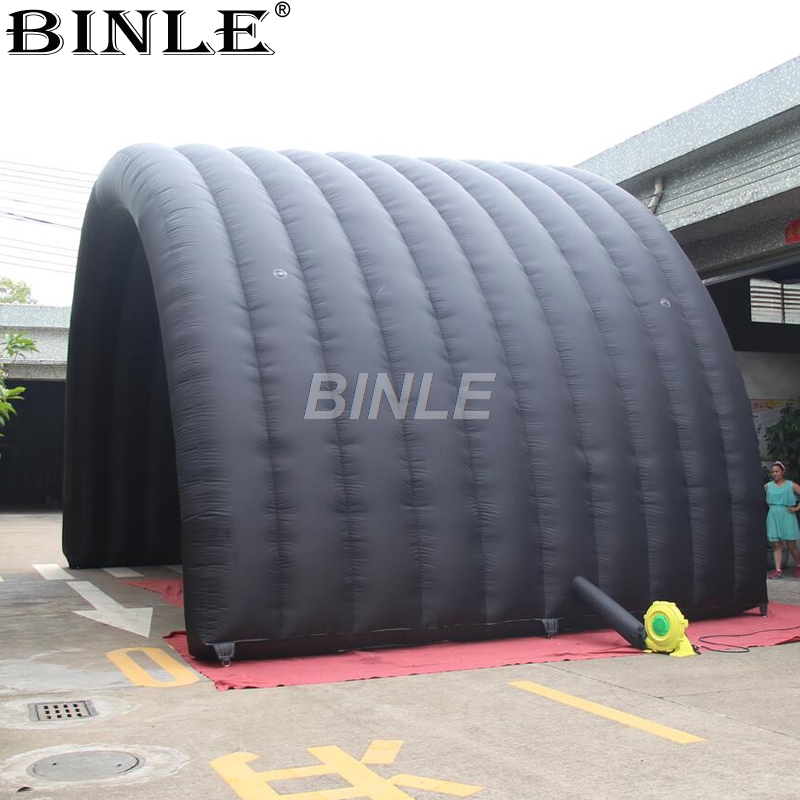 custom made multifunctional giant black inflatable tunnel tent entrance stage cover marquee canopy for events