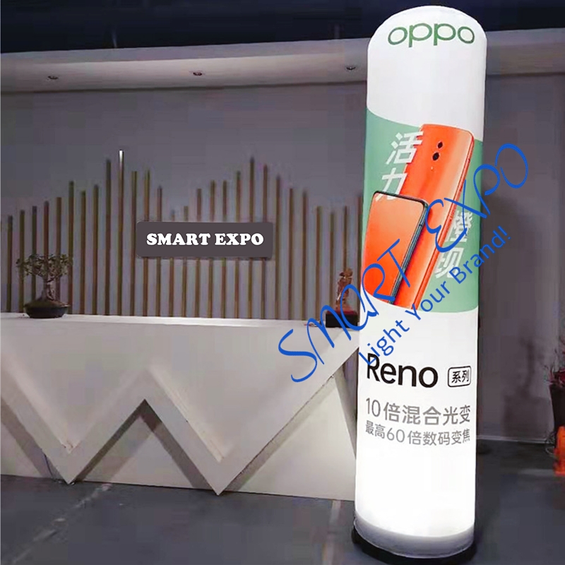 Inflatable LED Pillar Dia0.8*H2.5m for Promotion Event with Illuminated Base Blower Custom Logo Printing