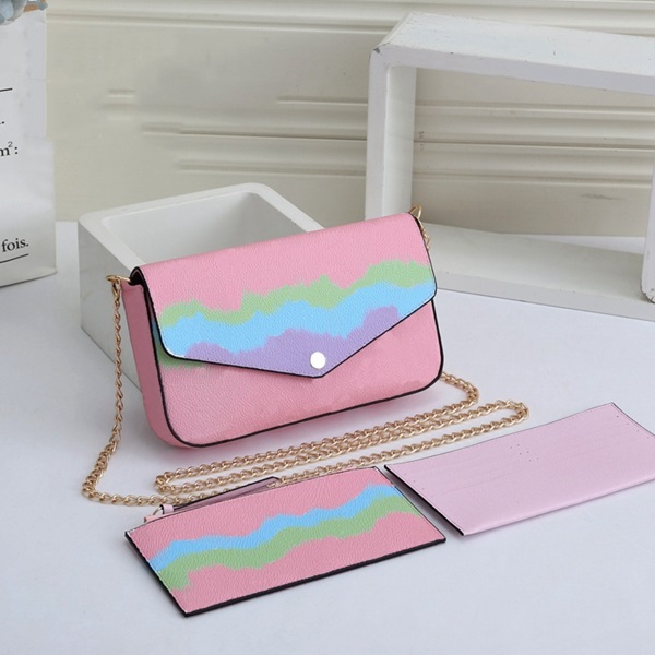 2021 classic fashion luxury women's one shoulder bag three piece leather chain designer Wallet size 22*13*4, Colour 6
2021 classic fashion luxury women's one shoulder bag three piece leather chain designer Wallet size 22*13*4, Colour 6