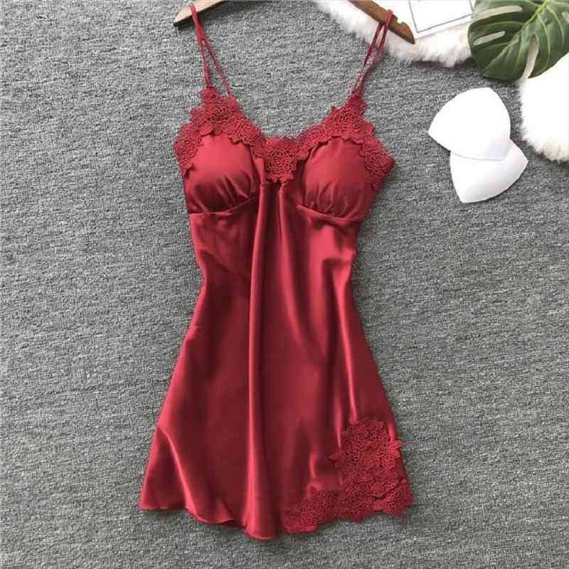 Womens Sexy Lingerie Silk Nightgown Summer Dress Lace Night Dress Sleepwear Babydoll Nightie Satin Homewear Chest Pad Nightwear, Black;red
Womens Sexy Lingerie Silk Nightgown Summer Dress Lace Night Dress Sleepwear Babydoll Nightie Satin Homewear Chest Pad Nightwear, Black;red