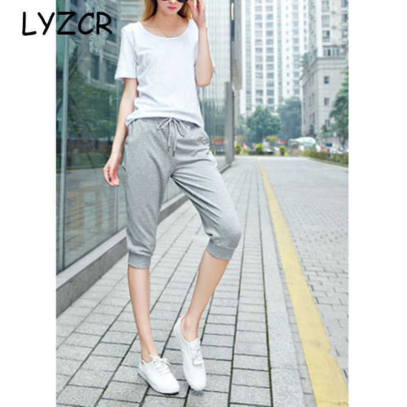 Women's Cotton Summer Pants Casual Loose Harem for Knee Length Breeches s Female Sweatpants 211115