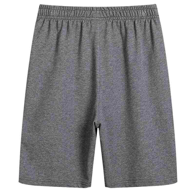 Solid Cotton Casual Running Shorts Men Elastic Mid-wise Zipper Side Pocket Bermuda Masculina Black Grey Short Pants Oversized 210601