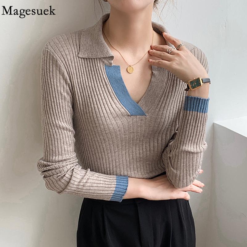 women's sweaters autumn chic patchwork fashion sweater knitted pullover women v neck elegant collar slim soft pull 17766, White;black
women's sweaters autumn chic patchwork fashion sweater knitted pullover women v neck elegant collar slim soft pull 17766, White;black