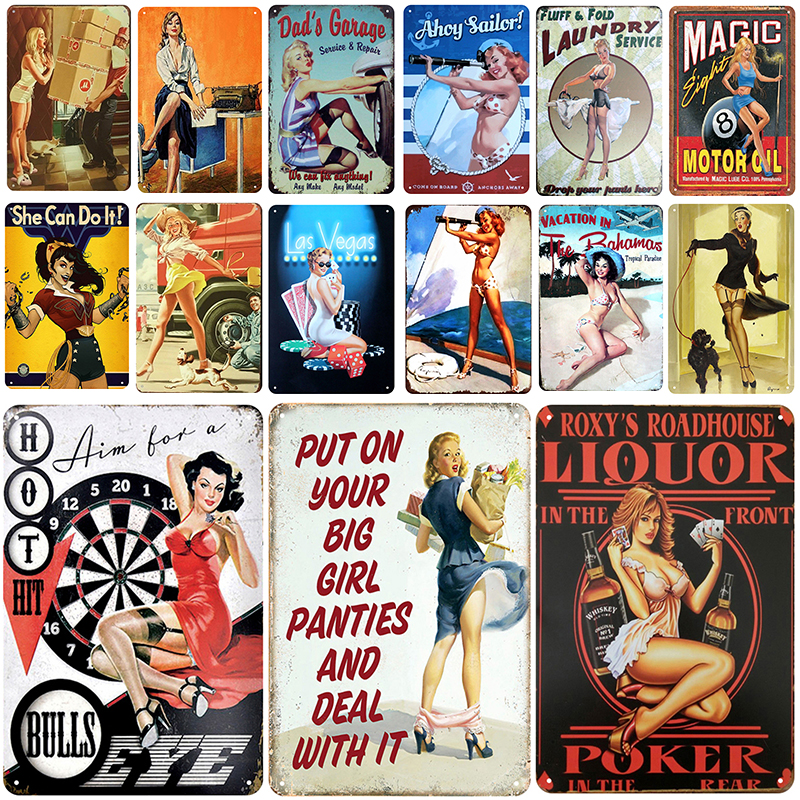 Funny Designed Girls Plaque Metal Painting Vintage Tin Sign Pin Up Shabby Chic Decor Strickers Retro room pub Bar wall Decoration Poster Size 30X20cm
Funny Designed Girls Plaque Metal Painting Vintage Tin Sign Pin Up Shabby Chic Decor Strickers Retro room pub Bar wall Decoration Poster Size 30X20cm