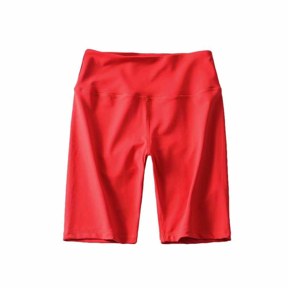 Summer neon green high waist shorts women stretchy elastic sweat pink white black biker shorts red vintage ladies short feminino 210611