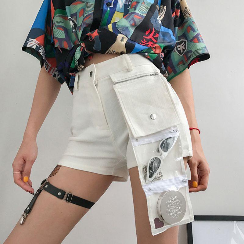 Women's Shorts U2JF Women Summer High Waist White Cargo With Detachable Large Zipper Pockets Skinny Sexy Pants Harajuku Casual, As pic
Women's Shorts U2JF Women Summer High Waist White Cargo With Detachable Large Zipper Pockets Skinny Sexy Pants Harajuku Casual, As pic
