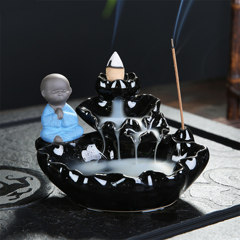 Ceramic Little Monk Backflow Incense Burner Incense Stick Holder Home Teahouse Decor Ornament Aromatherapy Waterfall Censer от DHgate WW