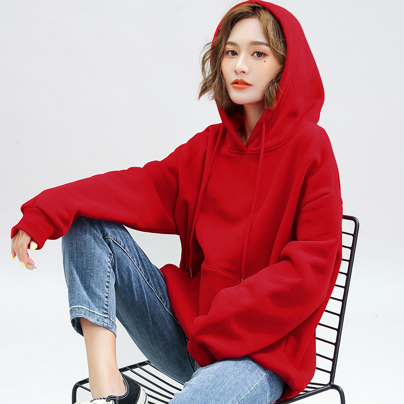 KAFAKACE Women Hoodies & Sweatshirts Basic Thickening Solid Tops&Tees Casual Hoodies Long Sleeve Sweatshirts New Pullover 201102