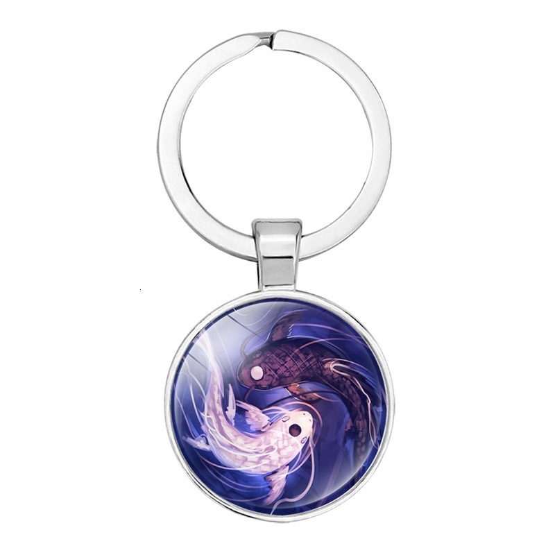 Key Rings Chinese Element Accessories Yin Yang Tai Chi Cat Footprints Personalized Time Ring Pendant Chain