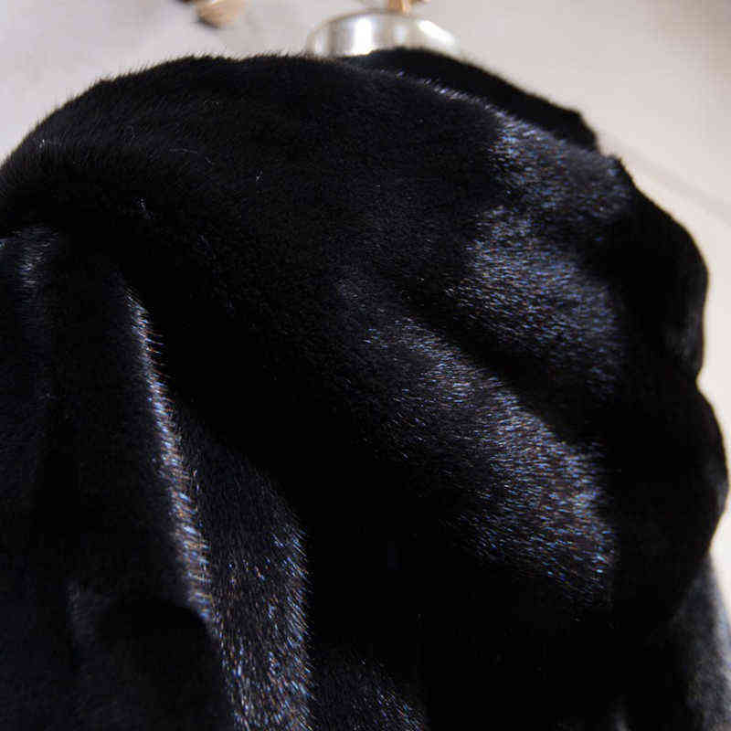 Lautaro Winter Long Black Thick Warm Faux Mink Fur Coat Women with Hood Long Sleeve Korean Fashion Fluffy Jacket One Size 211123