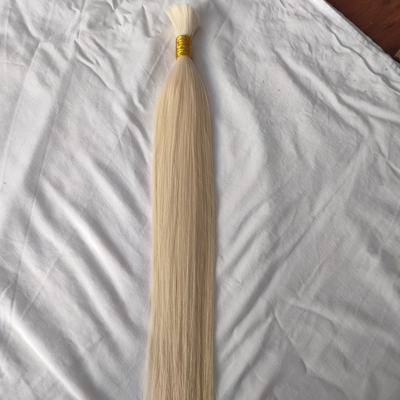 top quality silk straight wave 100 human hair bulk without weft straight hair bulk for braiding virgin remy blonde color 613 400gr lot