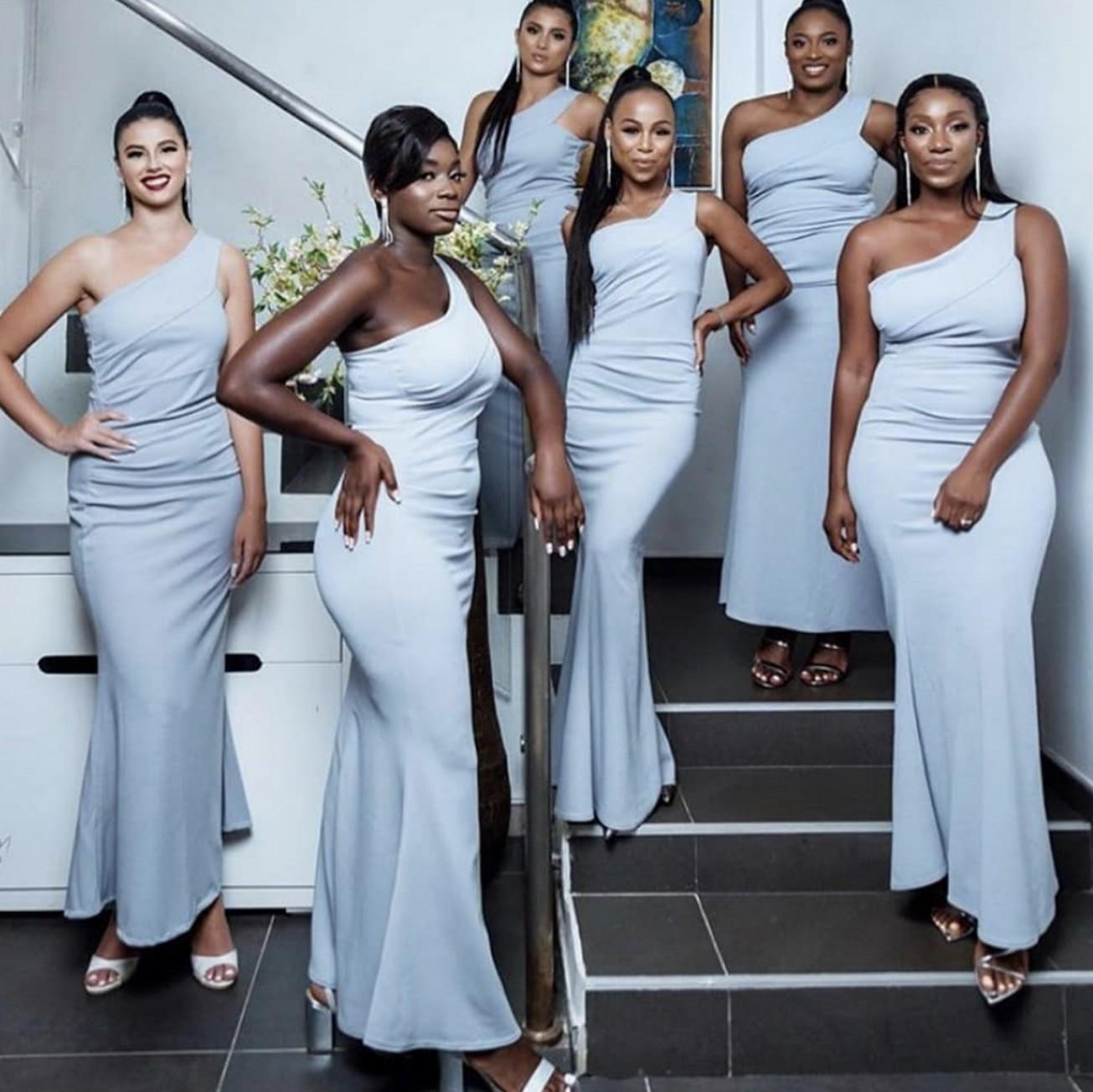 Aso Ebi Bridesmaid Dresses 2021 One Shoulder Sexy Back Wedding Party Gowns Long Mermaid Maid of Honor Dress