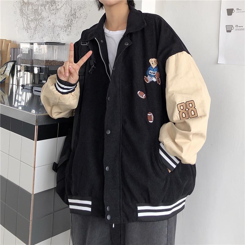 Women's Jackets Japanese Harajuku Varsity Jacket Women Embroidered Bear Print Corduroy College Style Chaquetas Oversize Couple Streetwear, Black
Women's Jackets Japanese Harajuku Varsity Jacket Women Embroidered Bear Print Corduroy College Style Chaquetas Oversize Couple Streetwear, Black