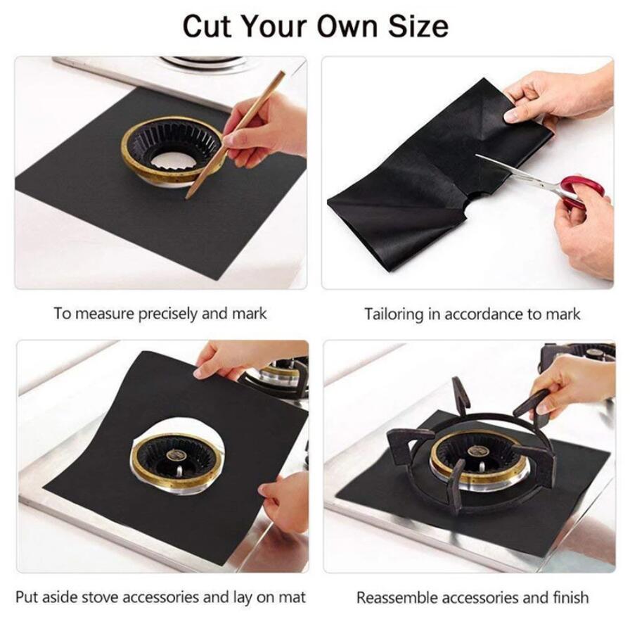4pcs/set Cooker cover liner Clean Mat Pad Gas Stove Stovetop Protector Kitchen Accessories gift RRD7655 Free shipping