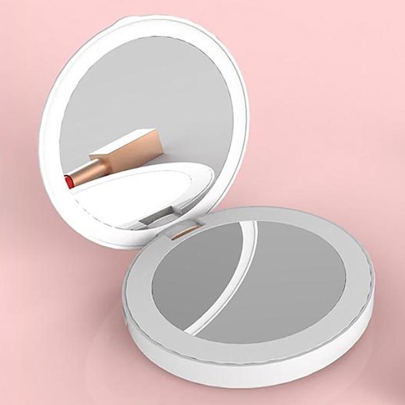 New Makeup Compact Mirrors LED Mini Makeup Mirror Hand Held Fold Small Portable USB Cosmetic 460