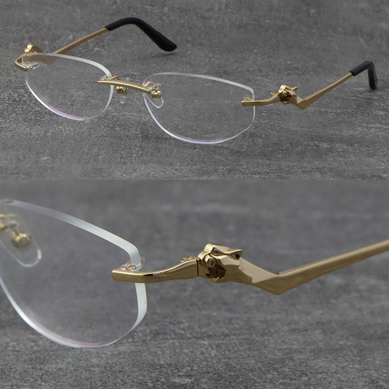 Metal Classic Leopard Series Rimless Optical Reading Frames Marbling Eyeglasses 18K Gold Frame Glasses Men Myopic Cat Eye Round Eyewear Male and Female Size:57-18-145
Metal Classic Leopard Series Rimless Optical Reading Frames Marbling Eyeglasses 18K Gold Frame Glasses Men Myopic Cat Eye Round Eyewear Male and Female Size:57-18-145