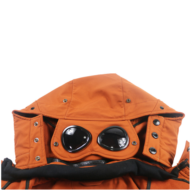 Spring and Autumn Loose Plush and Thick Windbreaker High Quality Men's Jacket with Glasses Cap Hat Detachable Soft Shell Jacket Coat