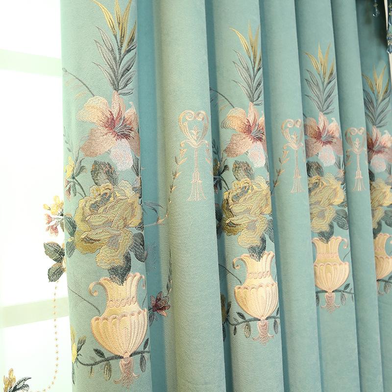 Curtain & Drapes European Style Chenille Embroidery Curtains For Living Room Bedroom Study High-end Blackout Tulle Valance Custom