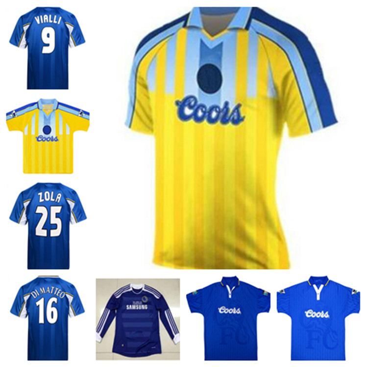 1995 97 99 ZOLA#25 Vialli#9 Wise retro soccer jersey Leboeuf Di Matteo Hughes Gullit 03 05 07 # LAMPARD 8 vintage football shirt