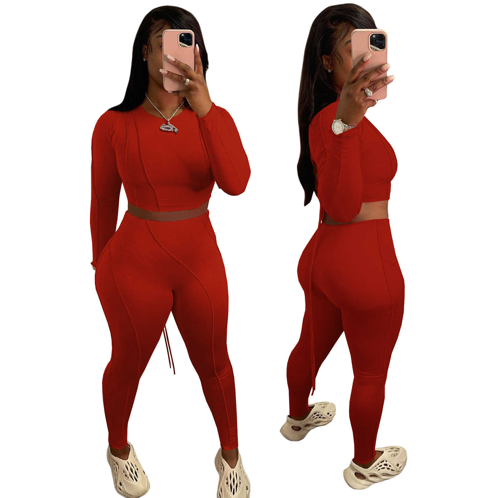 Women's Clothing Women's Two Piece Sets Designers Women Clothes 2023 autumn and winter personalized design sense Department sports bottomed 