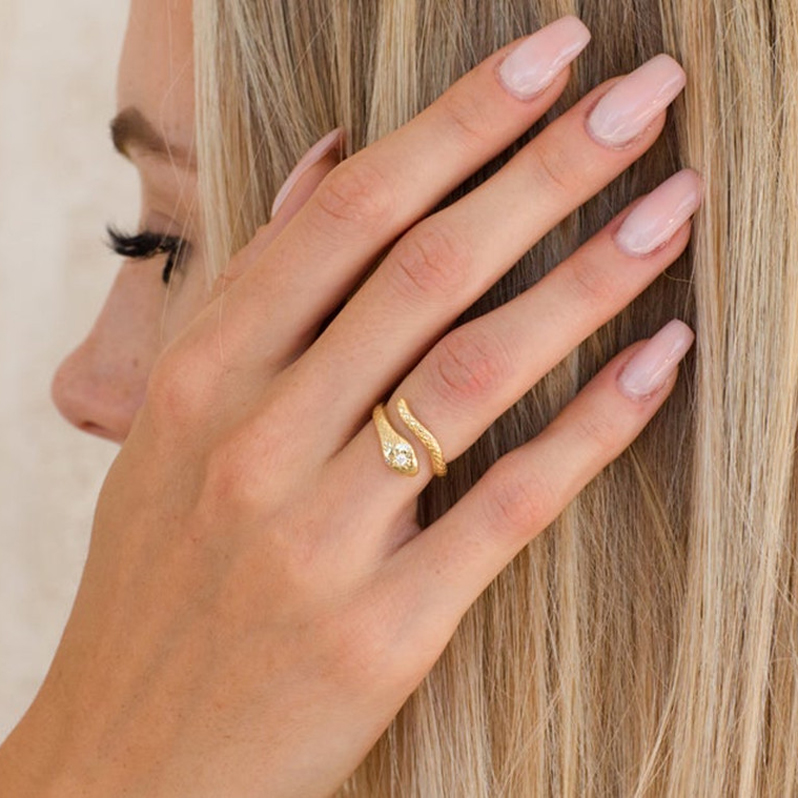 925 Sterling Silver Adjustable Snake Ring Girl Women Silver Gold Tone Animal Ring Factory Price RI2103051