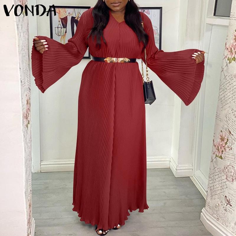 Casual Dresses VONDA Women Maxi Pleated Dress Autumn Spring Sexy Deep V Neck Long Flare Sleeve Solid Party Oversized Beach Sundress, Black;gray
Casual Dresses VONDA Women Maxi Pleated Dress Autumn Spring Sexy Deep V Neck Long Flare Sleeve Solid Party Oversized Beach Sundress, Black;gray