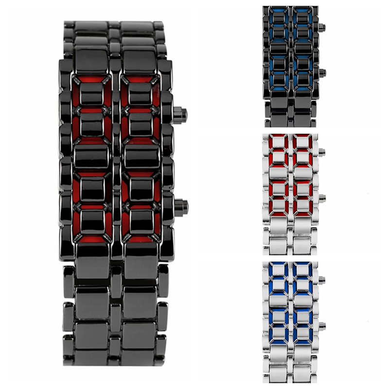 Mens Watch Full Metal Digital Lava Wrist Watch Iron Metal Red LED Blue LED Samurai for Men Boy Sports Dress Watches Reloj Hombre, Slivery;golden
Mens Watch Full Metal Digital Lava Wrist Watch Iron Metal Red LED Blue LED Samurai for Men Boy Sports Dress Watches Reloj Hombre, Slivery;golden