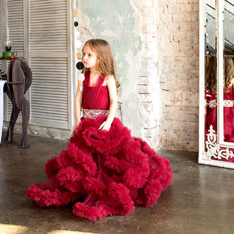 Gorgeous Cloud Flower Girls For Weddings Little Girl Party Frocks Dress Prom Evening Birthday Dresses