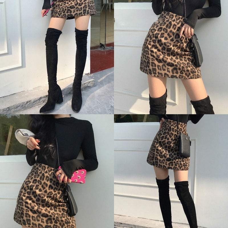 WERUERUYU Womens Leopard Printed Skirt High Waist Sexy Pencil Bodycon Hip Mini Fits All Seasons Casual Snake Skirt 210306