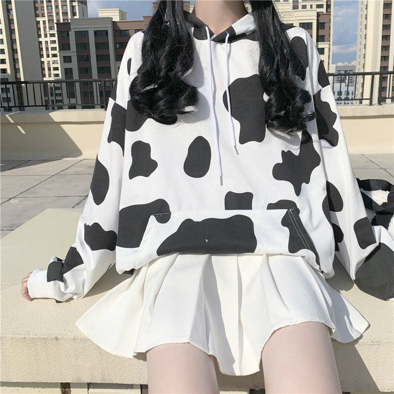 Korean Style Milk Hooded Spring 2021 Fashion Womens Hoodies Cow Printed Hoodies Women Sweatshirt Casual Long Sleeve Tops, Black
Korean Style Milk Hooded Spring 2021 Fashion Womens Hoodies Cow Printed Hoodies Women Sweatshirt Casual Long Sleeve Tops, Black