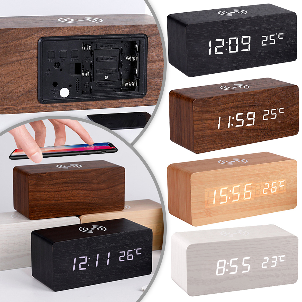 Modern Wooden Wood Digita ED Desk Aarm Cock Thermometer Wireess Charger With Qi Wireess Charging Pad Aarm Cock ED
Modern Wooden Wood Digita ED Desk Aarm Cock Thermometer Wireess Charger With Qi Wireess Charging Pad Aarm Cock ED