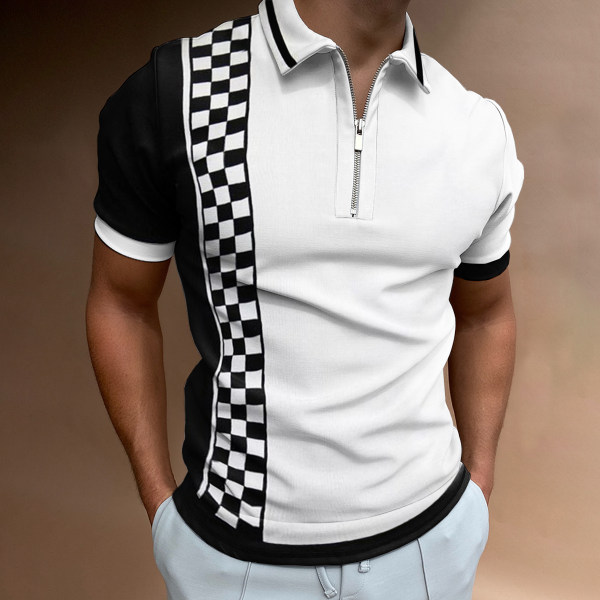 simpleness pattern men's zipper polo T shirt high quality comfortable breathable fashionable cool daily travel work party, White;black
simpleness pattern men's zipper polo T shirt high quality comfortable breathable fashionable cool daily travel work party, White;black