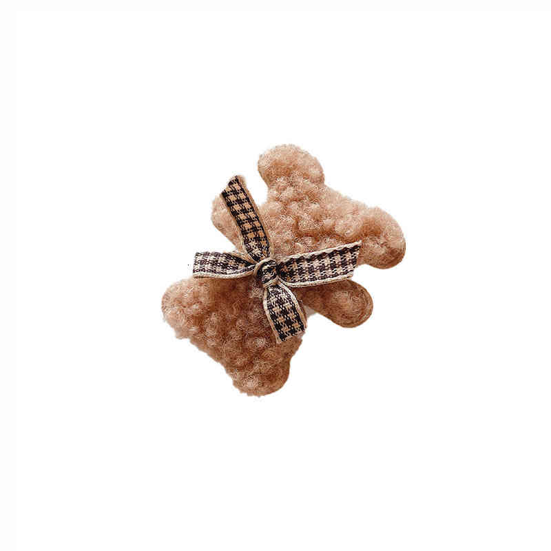 Hair Accessories Autumn and Winter Lovely Milk Coffee Color Plush Bear Side Clip Girl Heart Versatile Hairpin Bag Cloth Wind