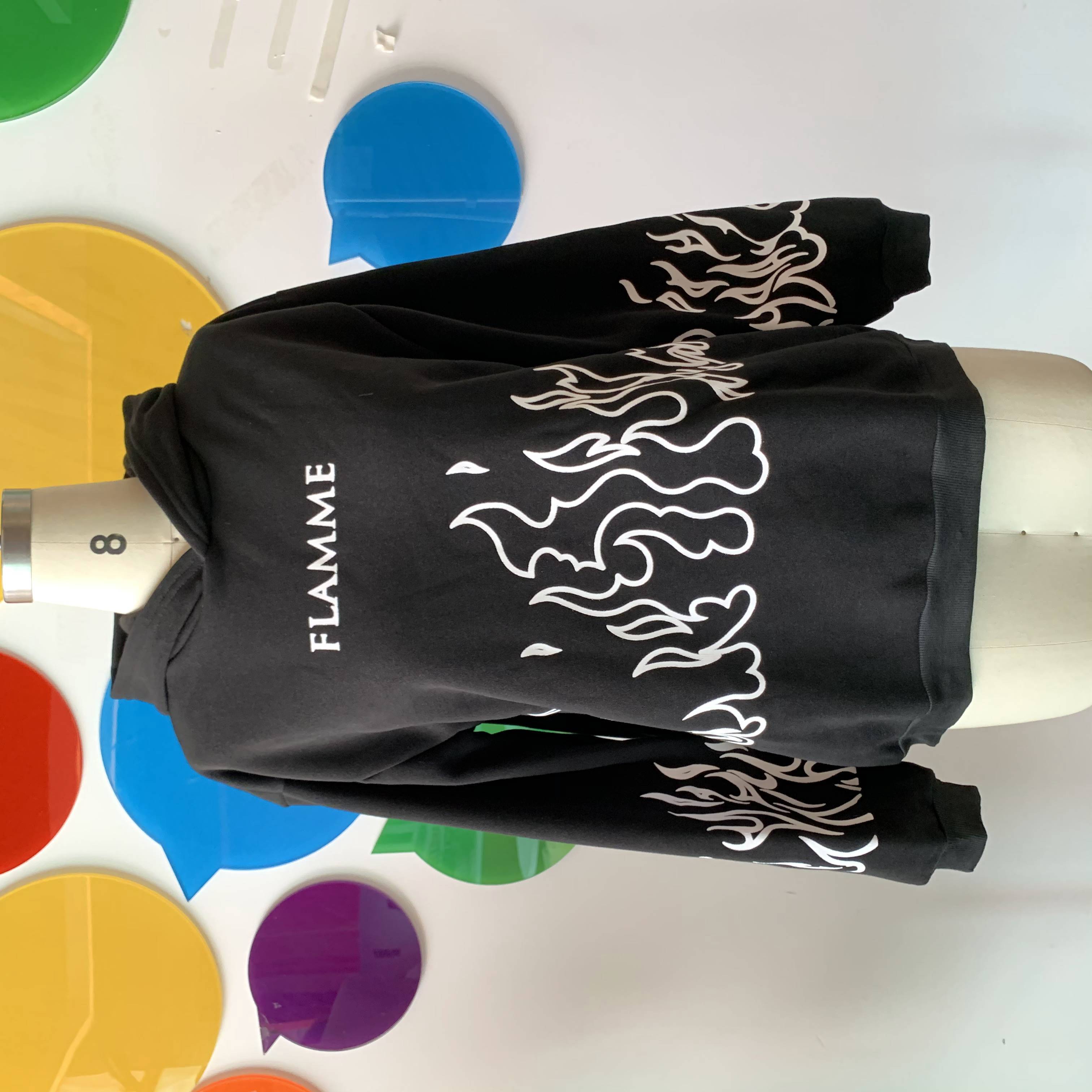 Flame Print Men Hoodies Winter Thick Hooded Hoodies Mens Harajuku Letter Tops Gothic Pullovers Casual Couple Sweatshirt 201103