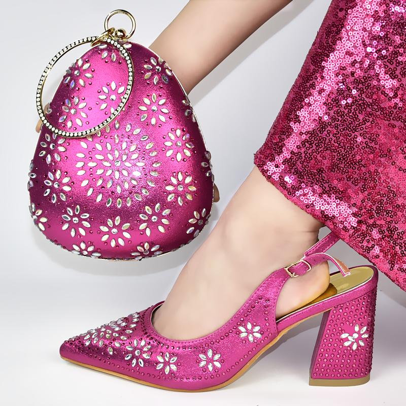 Dress Shoes Latest Design Wedding Women And Bag Set In Italy Italian African Party Pumps Buckle Strap