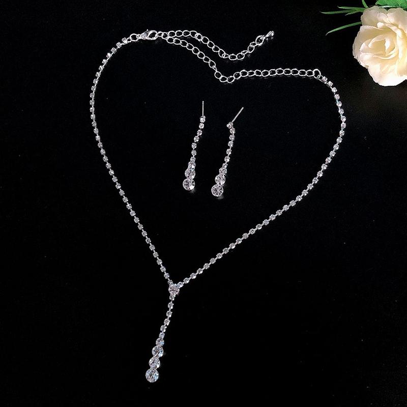 Earrings & Necklace Bridal Jewelry Set Rhinestone Adjustable Choker Bride Wedding For Women And Girls BN, Silver
Earrings & Necklace Bridal Jewelry Set Rhinestone Adjustable Choker Bride Wedding For Women And Girls BN, Silver