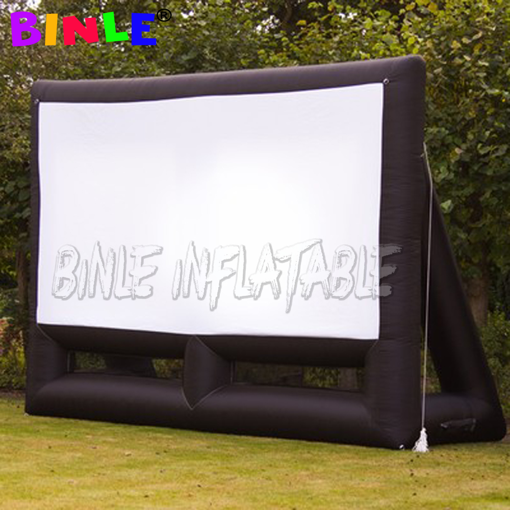 Custom size 16:9 8x6m blow up foldable outdoor inflatable movie projection screen with stand for Drive-In Theater