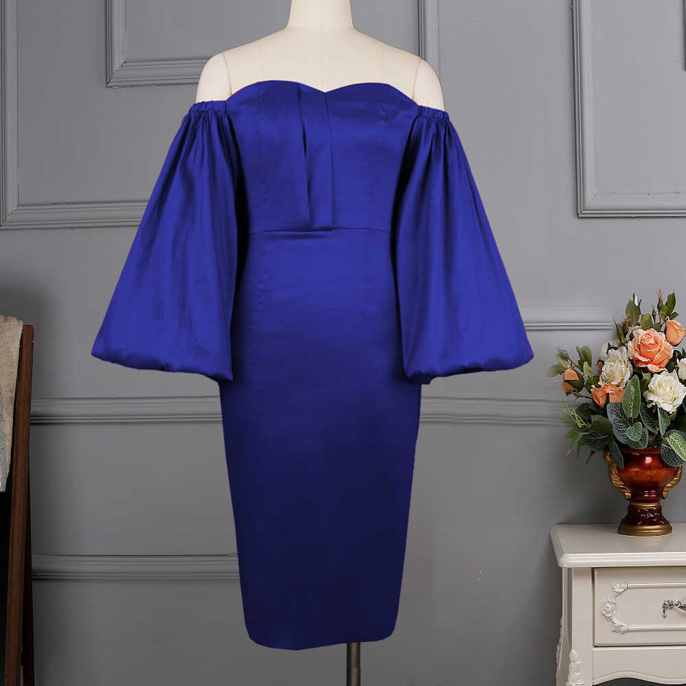 DEAT Women Dress Strapless Three Quarter Sleeve Arrivals Lady Sexy Fashion Temperament Spring Summer 11D1397 210709