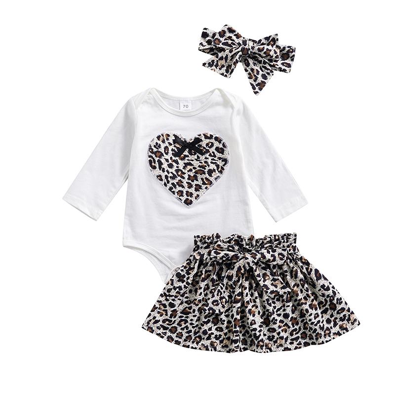 Clothing Sets Infant Baby Girls Clothes Summer Suit Long Sleeve Heart Pattern Romper Tops Leopard Print Bowknot Short Skirt Bow Headband, White
Clothing Sets Infant Baby Girls Clothes Summer Suit Long Sleeve Heart Pattern Romper Tops Leopard Print Bowknot Short Skirt Bow Headband, White