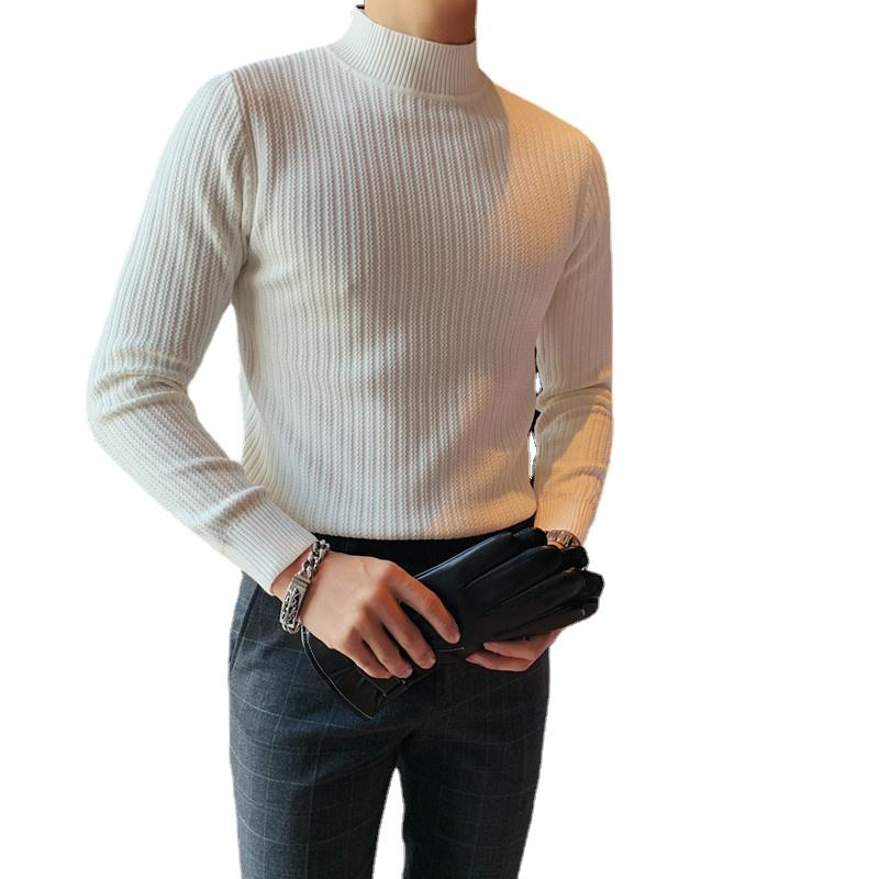 Men's Sweaters 2021-11 Pure Color Men Half Turtleneck Knitted Sweater Fashion Wave Striped Tops Mens Clothing Slim Fit Business Casual Pullo, White;black
Men's Sweaters 2021-11 Pure Color Men Half Turtleneck Knitted Sweater Fashion Wave Striped Tops Mens Clothing Slim Fit Business Casual Pullo, White;black