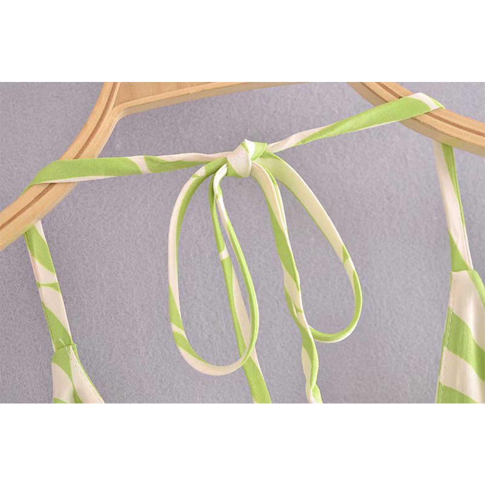 Summer Dress Women Halter Mini Dress elegant Casual Fashion Chic Lady Striped Dresses Woman 210709