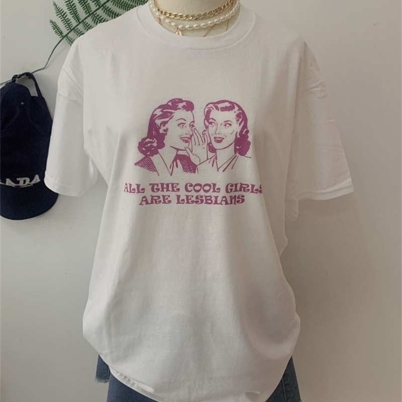 JBH-All Cool Girls Are Lesbians T-Shirt Women Men Unisex Funny Graphic Tees Summer Style T Shirt Fashion Tshirt Tops Outfits 210306