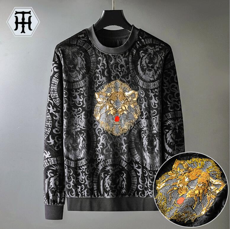 Men's Hoodies & Sweatshirts Golden velvet sweater men's European heavy industry bead embroidery hot drill bottoming Shirt Long Sleeve Top, W1
Men's Hoodies & Sweatshirts Golden velvet sweater men's European heavy industry bead embroidery hot drill bottoming Shirt Long Sleeve Top, W1
